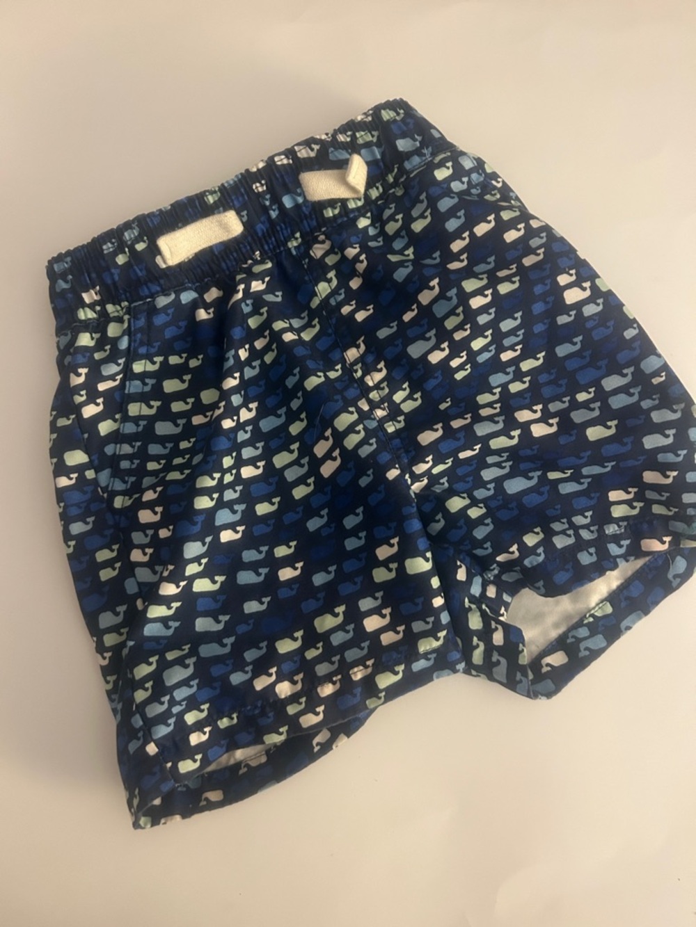 Vineyard Vines Boys Blue Whale Print Swim Trunks